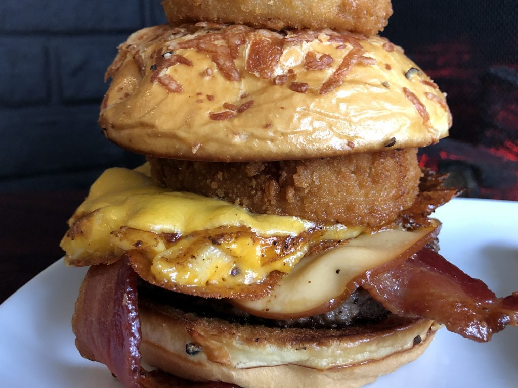 Burger on a plate.